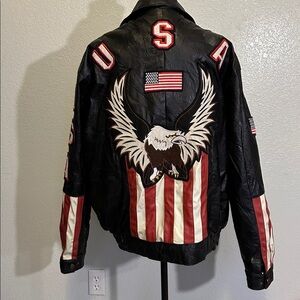 LD FLASH SALE Legacy Americana Leather Patchwork Jacket Flag USA Eagle Amazing